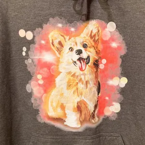 Corgi Cutie Charcoal Gray Hoodie Size Large EUC thumbnail 3