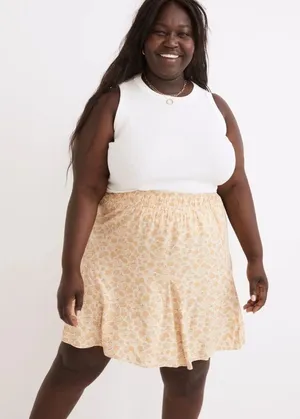 Madewell Pull-On Swing Mini Skirt in Piccola Floral Yellow Size Large thumbnail 1