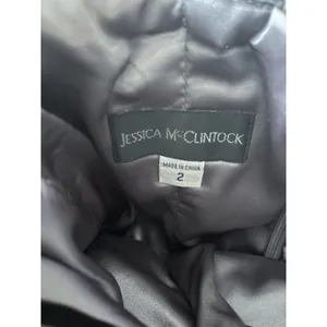 Jessica McClintock Silver Bubble Strapless Pleated Mini Dress Size 2 thumbnail 7