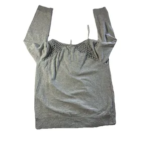 American Eagle Gray Fringe Pullover Sweatshirt Large thumbnail 2