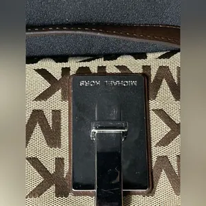 Michael Kors Calista Brown & Tan Logo Satchel Bag Purse thumbnail 4