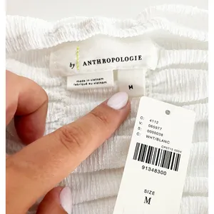 Anthropologie Strapless Ruched Crop Tube Tank Top White Medium thumbnail 2