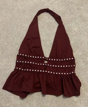 Maroon halter top  thumbnail 1