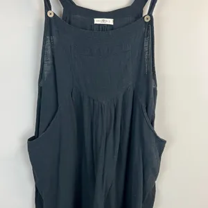 Natural Life Wide Leg Jumpsuit Overalls Womens Large Black Gauze Cotton Pocket L thumbnail 3