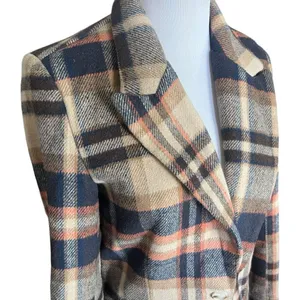 Womens Jing Oni Chic Autumnal Plaid Blazer Winter Coat Jacket - Sz S thumbnail 3