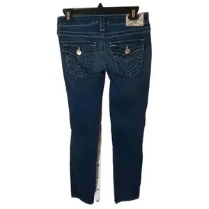 True Religion Womens Blue Embroidered Pockets Straight Leg Denim Jeans‎ Size 26 thumbnail 2