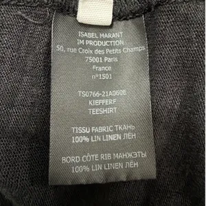 Isabel Marant Etoile Kiefferf Black Linen Long Sleeve Logo Tee TS0766-21A060E thumbnail 5