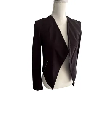 H&M Black Asymmetrical Blazer Jacket Size US 2 thumbnail 2