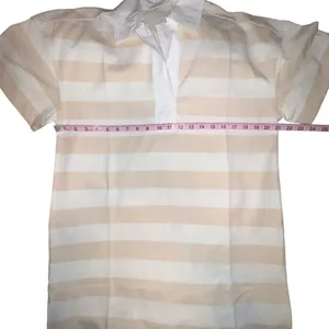 Everlane The Organic Cotton Polo Dress Short Sleeve Beige Striped‎ Size Medium thumbnail 6
