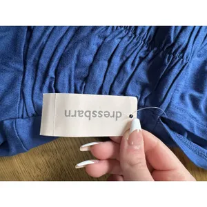 Dressborn Women Size Large Blue Ruffle Short Sleeve Blouse Stretch‎ Office NWT thumbnail 7