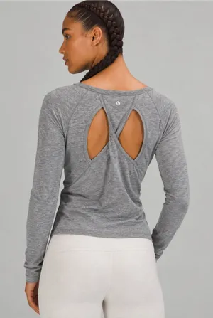 Lululemon Womens Criss Cross Longsleeve Tee | Heathered Grey thumbnail 1