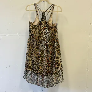 Arden B Leopard Print High Low Dress Medium Strappy‎ Racerback Chiffon Brown thumbnail 2