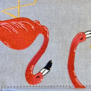 Old Navy Embroidered Flamingos Zip Purse nwt‎ thumbnail 3