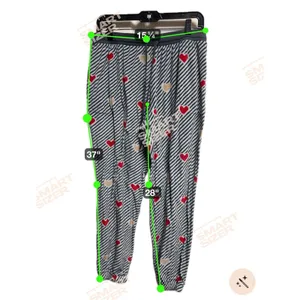 Secret Treasures Womens Large 12-14 Heart Striped Pajama‎ Jogger Pants Black Red thumbnail 3
