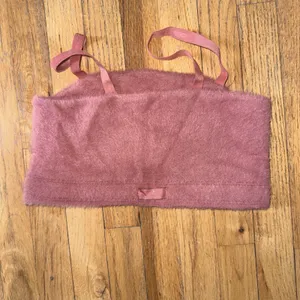 Gymshark Whitney Simmons Women's Fuzzy Pink Strappy Workout Bralette M thumbnail 2
