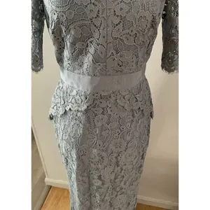 Adrianna Papell Lace Dress Gown Grey/Grayish Blue Mother of the Bride Size 2 thumbnail 2
