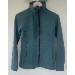 Lululemon &go Take-Off Fleece Heathered Deep Green Jacket 4 Yoga Hike Athleisure thumbnail 1