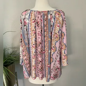 New! Show Me‎ Your Mumu Floral Print Peasant Top Sz Large thumbnail 3