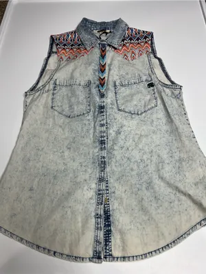 NWT miss me acid wash denim shirt medium thumbnail 1