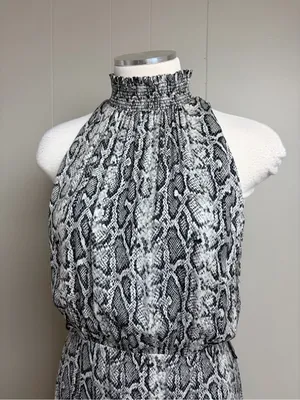 Alice + Olivia Snake Print Halter Maxi Dress Mock Neck Size 4 thumbnail 4