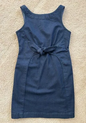 Anthropologie Holding Horses Dress Women's Petite 6 Denim Clara Tie Waist Mini thumbnail 1