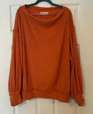 We the Free oversized ribbed orange top thumbnail 1
