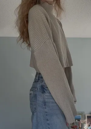 Olivaceous turtle neck sweater bell sleeve, size medium thumbnail 3
