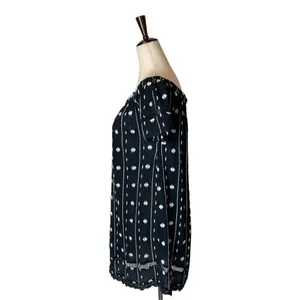 Topshop Dress Women 2 Black White Embroidered‎ Off The Shoulder Tunic Mini thumbnail 4