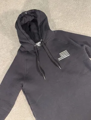 Good American "The Icon" Black Metallic Hoodie Heavy Cotton‎ Woman's 0/0 XS/S thumbnail 1