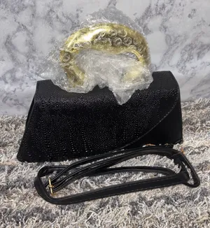Black Croc-Embossed Handbag with Gold Handle & Crossbody Strap thumbnail 1