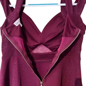 Honey and Rosie VTG Formal Short Dress Burgundy Bling SZ LG Mesh Y2K Baby Doll thumbnail 7