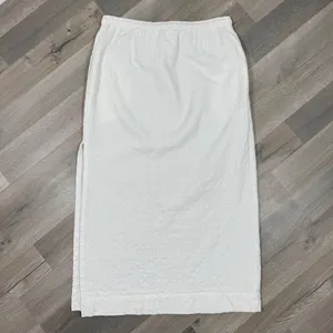 Free People Textured Cotton Side Slit Maxi Skirt White Large Pockets Drawstring‎ thumbnail 9