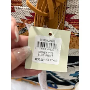 Fossil Sydney Canvas Tote Purse Aztec Southwestern Boho Geometric Zip Top NWT thumbnail 4