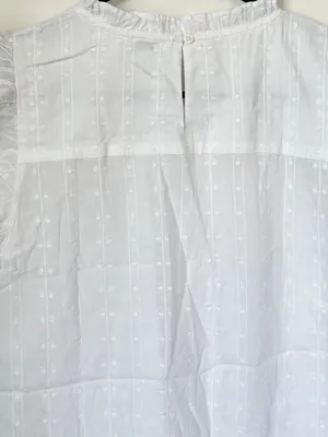 NWT J. Crew White Flutter-Sleeve Cotton Clip Top - Size: Large thumbnail 6