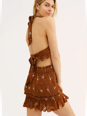 Free People Miss Louise Set Smocked Rust Floral Sz XS thumbnail 3