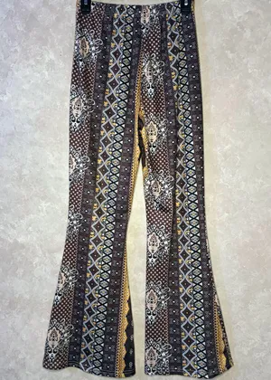 Patterned Stretch Flare Pants Multi Size M thumbnail 3