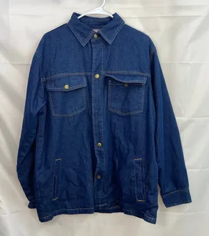 Vintage Duke Haband men's soft fleece lined denim‎ snap button pocket jacket M thumbnail 1