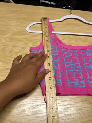 IMMODEL Pink Blue Geometric Knit Y2K Crop Tank Top Size L thumbnail 10