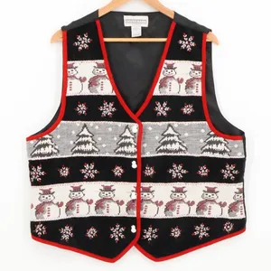Dress Barn Snowman Tapestry Vest Womens Size 1X Holiday Christmas Embroidered thumbnail 1