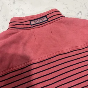 Vineyard Vines Jacket Womens Large Pink Striped 1/2 Zip Cotton Long Sleeve Knit thumbnail 7