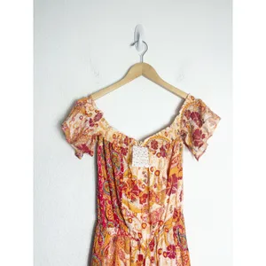 NWT Free People Carmen Jumpsuit Off Shoulder Floral Wide Leg Size Small Bohemian thumbnail 5
