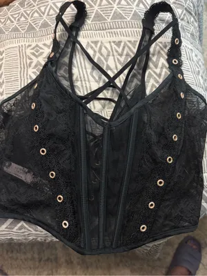 Victoria’s Secret Very Sexy Black Lace Boned Corset Bustier Top M DD Y2K thumbnail 5