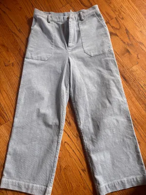 Cropped corduroy baby blue trousers thumbnail 1