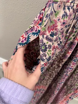 NWT Angie Multicolor Floral Patchwork Maxi Dress in Brown, Pink & Purple thumbnail 5