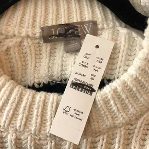 J Crew Heritage Cotton Fisherman Crewneck Sweater In Stripe Navy Blue White XS thumbnail 5