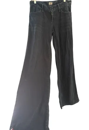Goldsign Orchid Wide Leg Tall Jeans Dark Wash Blue Flare Denim 28 Made in USA thumbnail 1