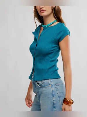 NWT Free People FP Intimately Most Wanted Cardi - Bayside Turquoise - XS thumbnail 5