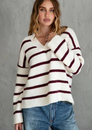 These Three Boutique Sweater Top Burgundy thumbnail 2