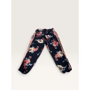 About a Girl Womens XL Floral Jogger Pants Navy Pink Striped Boho Casual thumbnail 2