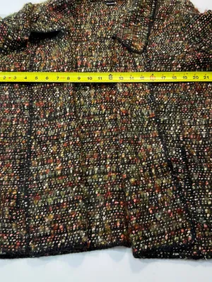 Ellen Tracy Cotton Wool Blend Multicolor Tweed Bouclé Jacket in Earth Tones thumbnail 4